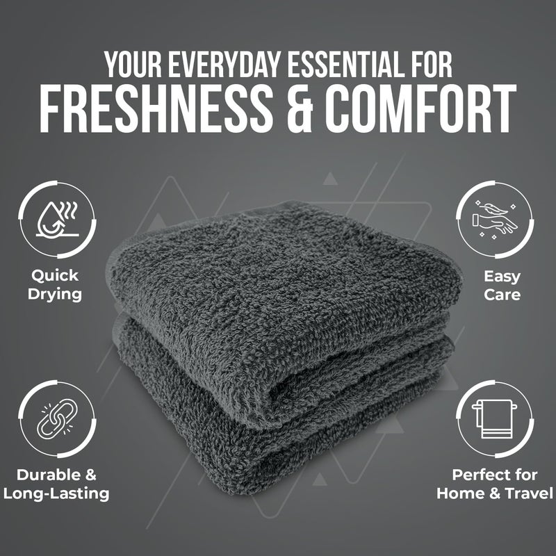DAN RIVER 24 Pack Wash Cloths for Showering [12x12] - 100% Cotton Washcloths Premium Quality Flannel Face Cloths for Bathroom, Highly Absorbent and Soft Feel Wash Clothes, Gray - Image 5